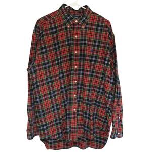 Polo Ralph Lauren Shirt Men's Sz L Red Flannel Button Down Blake Fit Vtg 90's